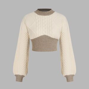 Cider Cream and Tan Crop Sweater